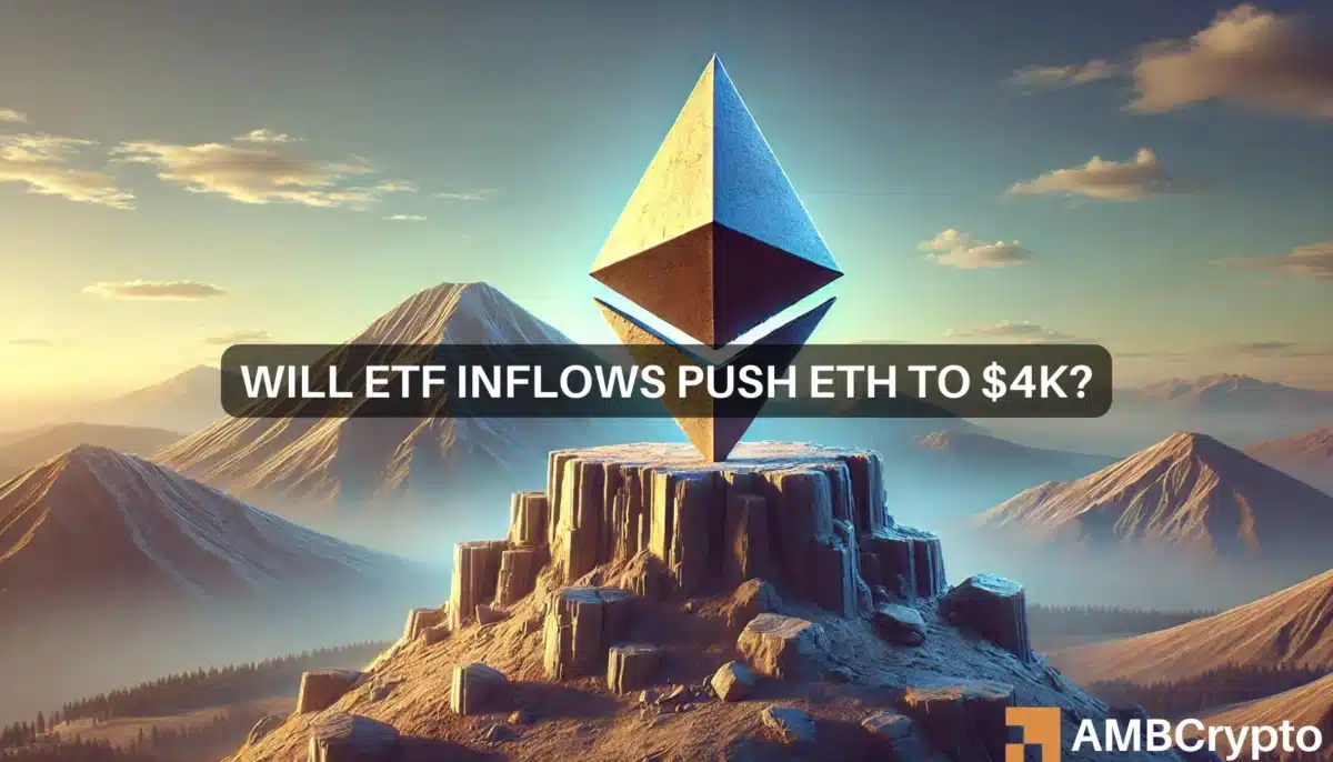 以太坊 ETF 资金流入飙升至 4.28 亿美元：ETH 现在距离 4000 美元更近了一步？