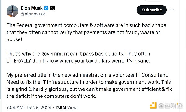 Musk criticizes the United States for tax problems caused by backward IT. Blockchain may be able to solve it