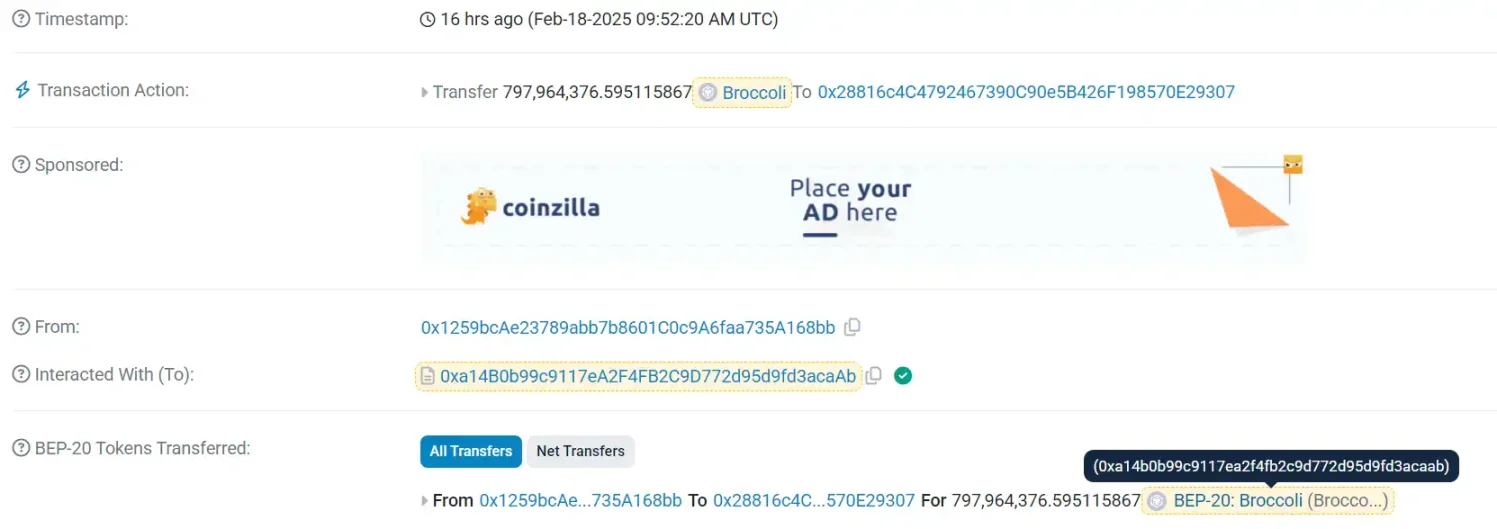 半小時速通50M，CZ捐款行為引發$BROCCOLI新幣炒作