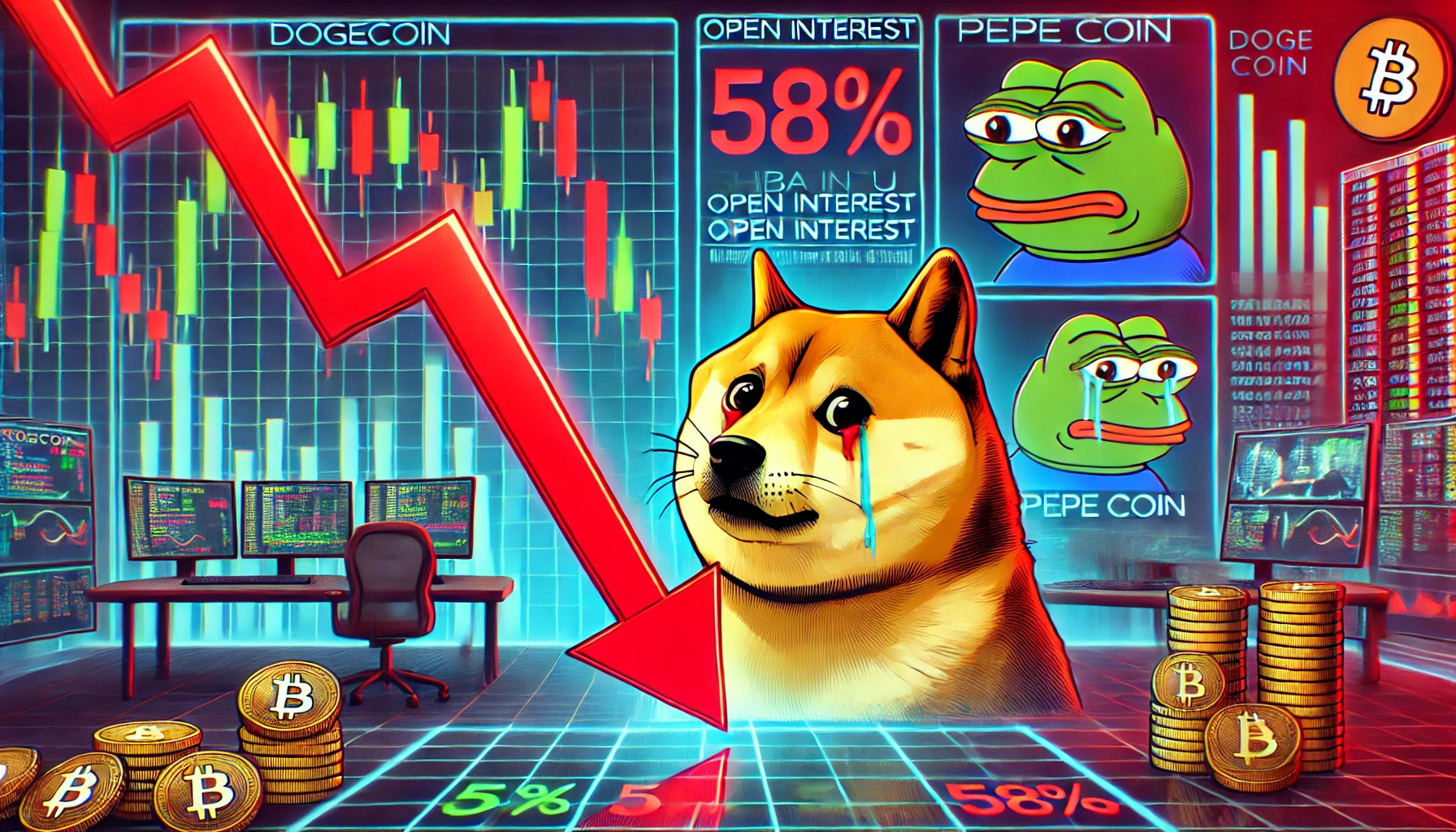 Dogecoin开放兴趣暴跌了58％：Shiba Inu＆Pepe如何比较？